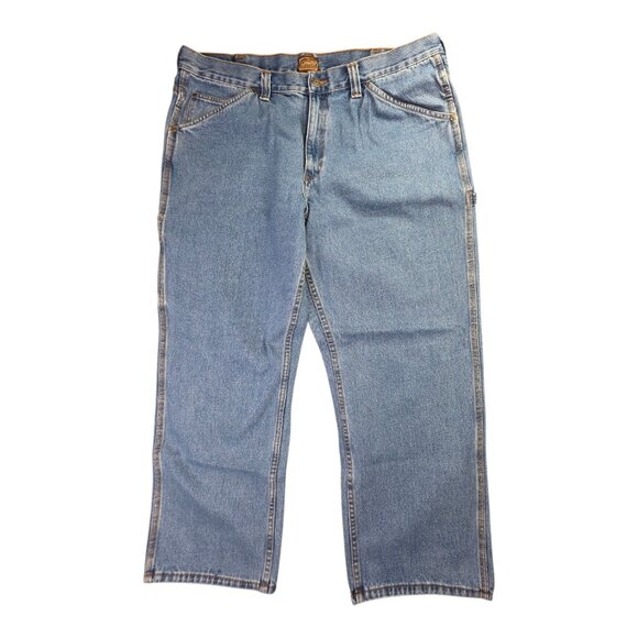 Schmidt Workwear Jeans Mens 42 x 30 Blue Denim Carpenter Utility Canvas Pants - Picture 2 of 7